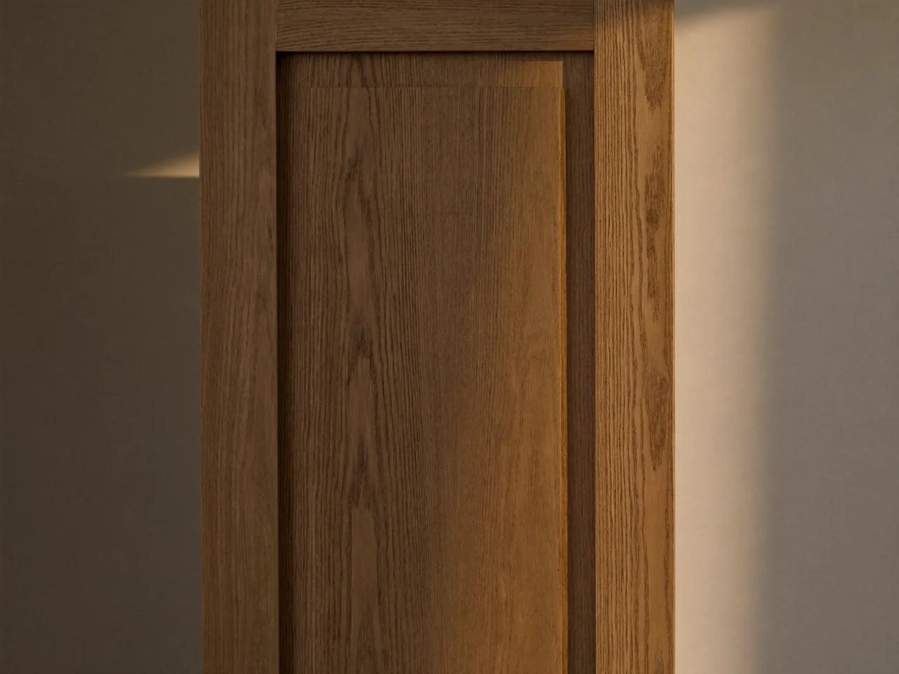 Porta interna in rovere con finitura naturale opaca, vista frontale